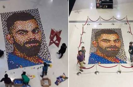 Mumbai Artist Creates Virat Kohli Mosaic Art with 4482 diyas Viral