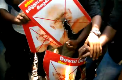 Cauvery dispute: Protesters in Chennai burn Modi’s picture