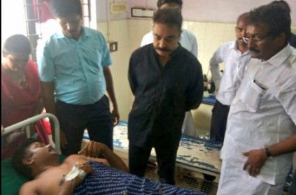 Sterlite: Kamal Haasan visits injured; case slapped.