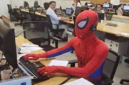 Bank employee turns up to office in Spider-man costume on last day