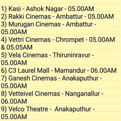Seemaraja FDFS theatres list and timings