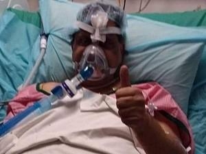 Picture of SP Balasubrahmanyam flashing thumbs-up sign from hospital bed gives countless fans hope!