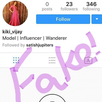 VJ Kiki Vijay spots a fake account and warns fans about it